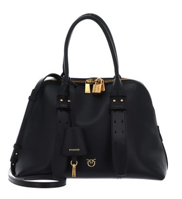 PINKO Bowling Bag Vitello Mor M Black - Antique Gold