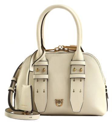 PINKO Bowling Bag Zip Mini Vitello M White + White + Antique Gold PINKO Bowling Bag Zip Mini Vitello M White + White + Antique Gold