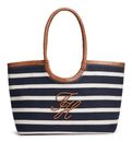 TOMMY HILFIGER TH Elevated Summer Tote Stripe Stripe Blue / Cognac