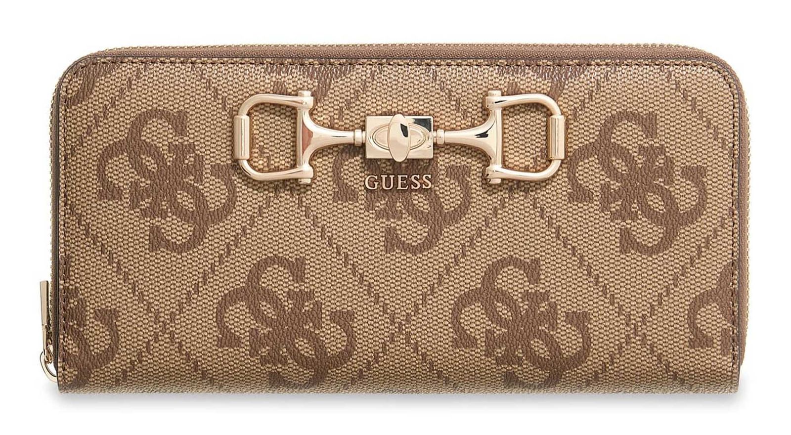 GUESS Janie Logo SLG Zip Around Wallet L Latte Logo