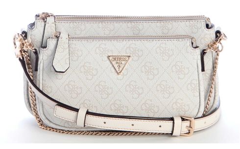 GUESS Noelle II Double Pouch Crossbody Bag Bone Logo