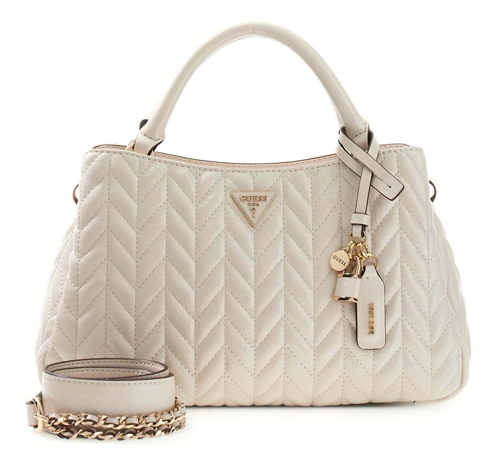 GUESS Cheryl Triple Compartment Satchel Stone