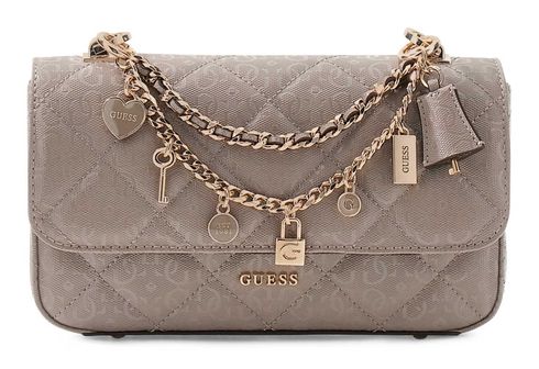 GUESS Libby Flap Crossbody Bag Dark Taupe GUESS Libby Flap Crossbody Bag Dark Taupe