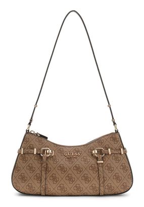 GUESS Leona Logo Shoulder Bag Latte Logo