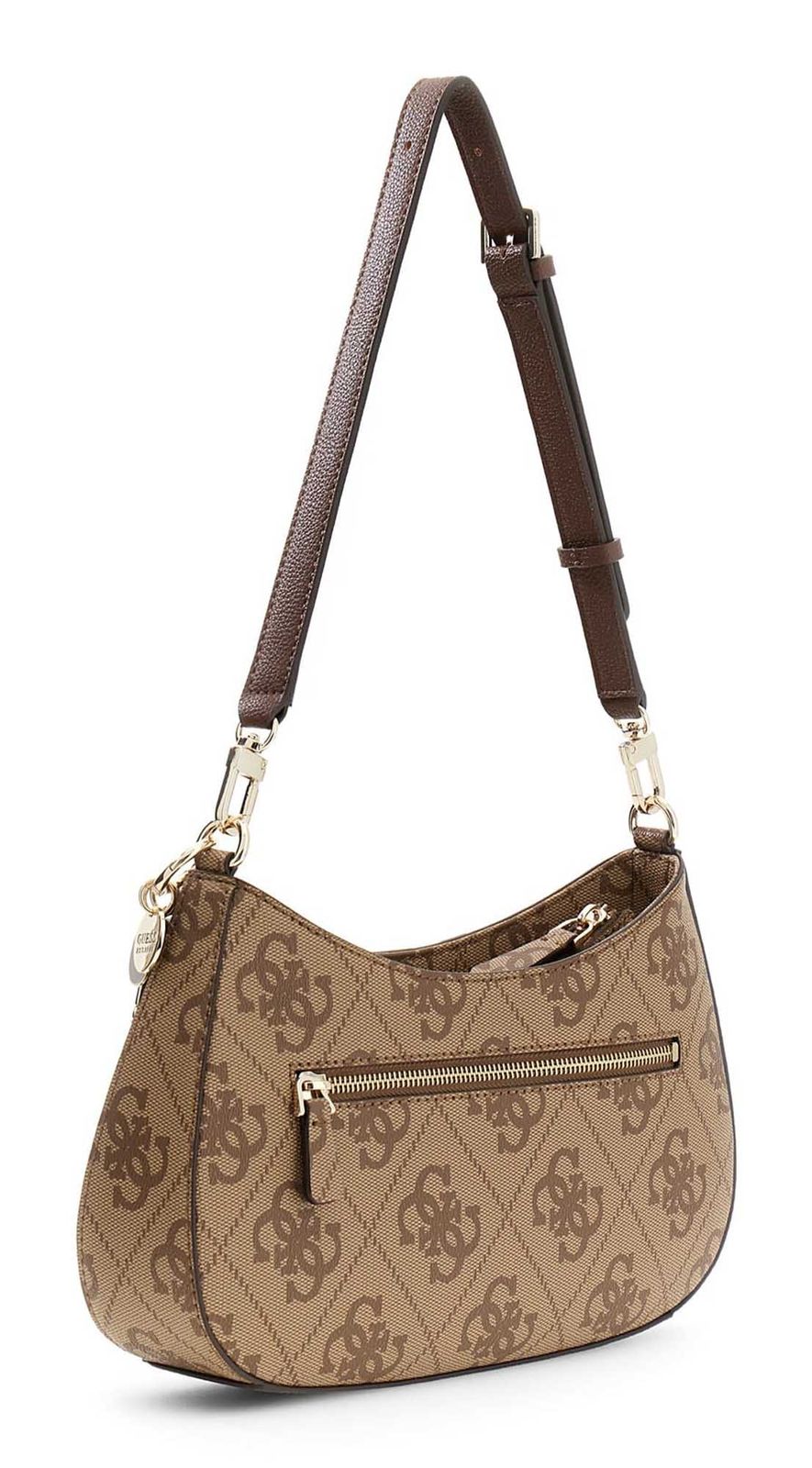 GUESS Noelle II Top Zip Shoulder Bag Latte Logo / Brown GUESS Noelle II Top Zip Shoulder Bag Latte Logo / Brown