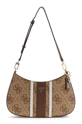 GUESS Noelle II Top Zip Shoulder Bag Latte Logo / Brown
