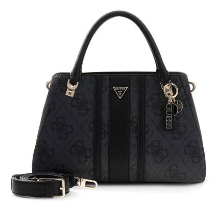 GUESS Noelle II Luxury Satchel Coal Logo