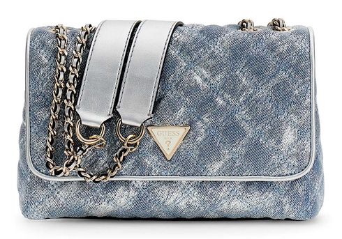 GUESS Giully II 2 Compartment Convertible Flap Metallic Denim