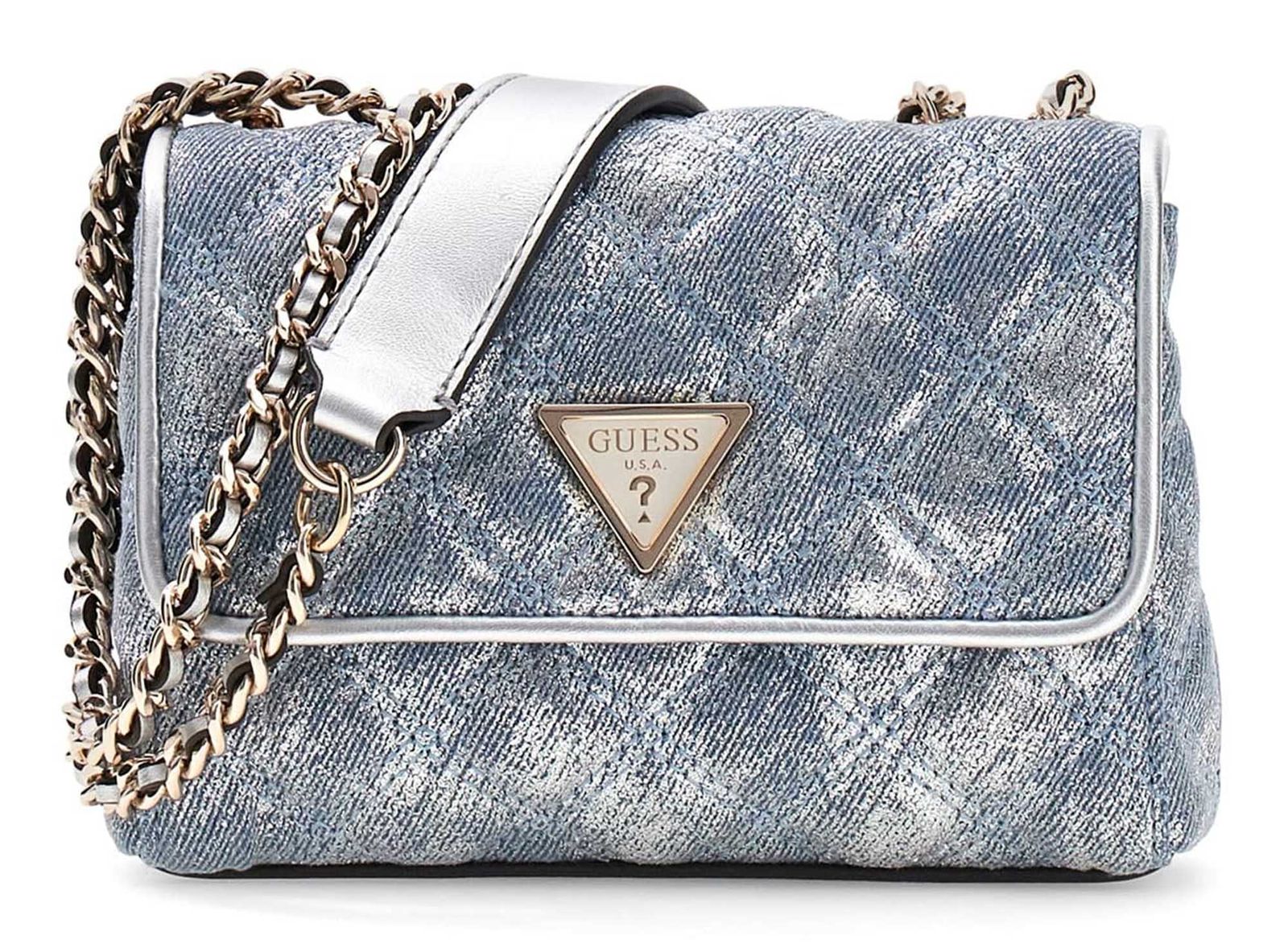 GUESS Giully II Mini 2 Compartment Convertible Flap XS Metallic Denim