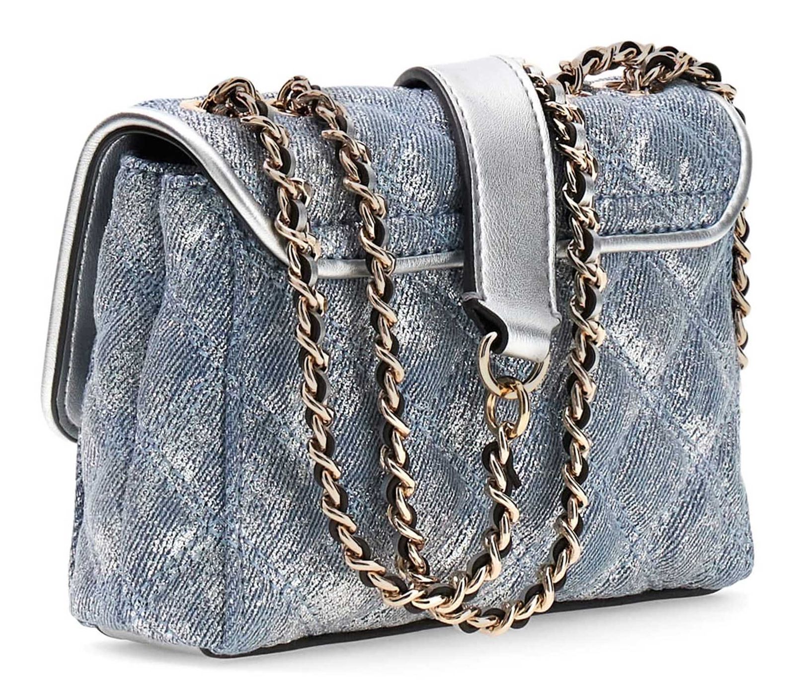 GUESS Giully II Mini 2 Compartment Convertible Flap XS Metallic Denim GUESS Giully II Mini 2 Compartment Convertible Flap XS Metallic Denim