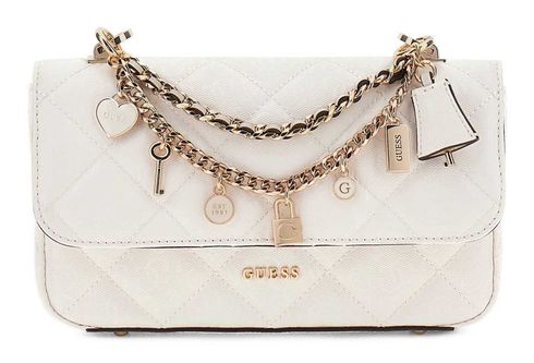 GUESS Libby Flap Crossbody Bag Cream White