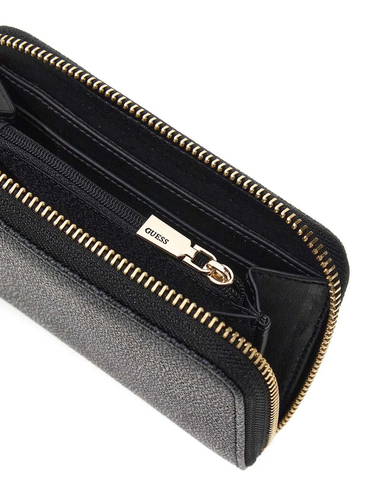 GUESS Janie Logo SLG Zip Around Wallet M Coal Logo GUESS Janie Logo SLG Zip Around Wallet M Coal Logo