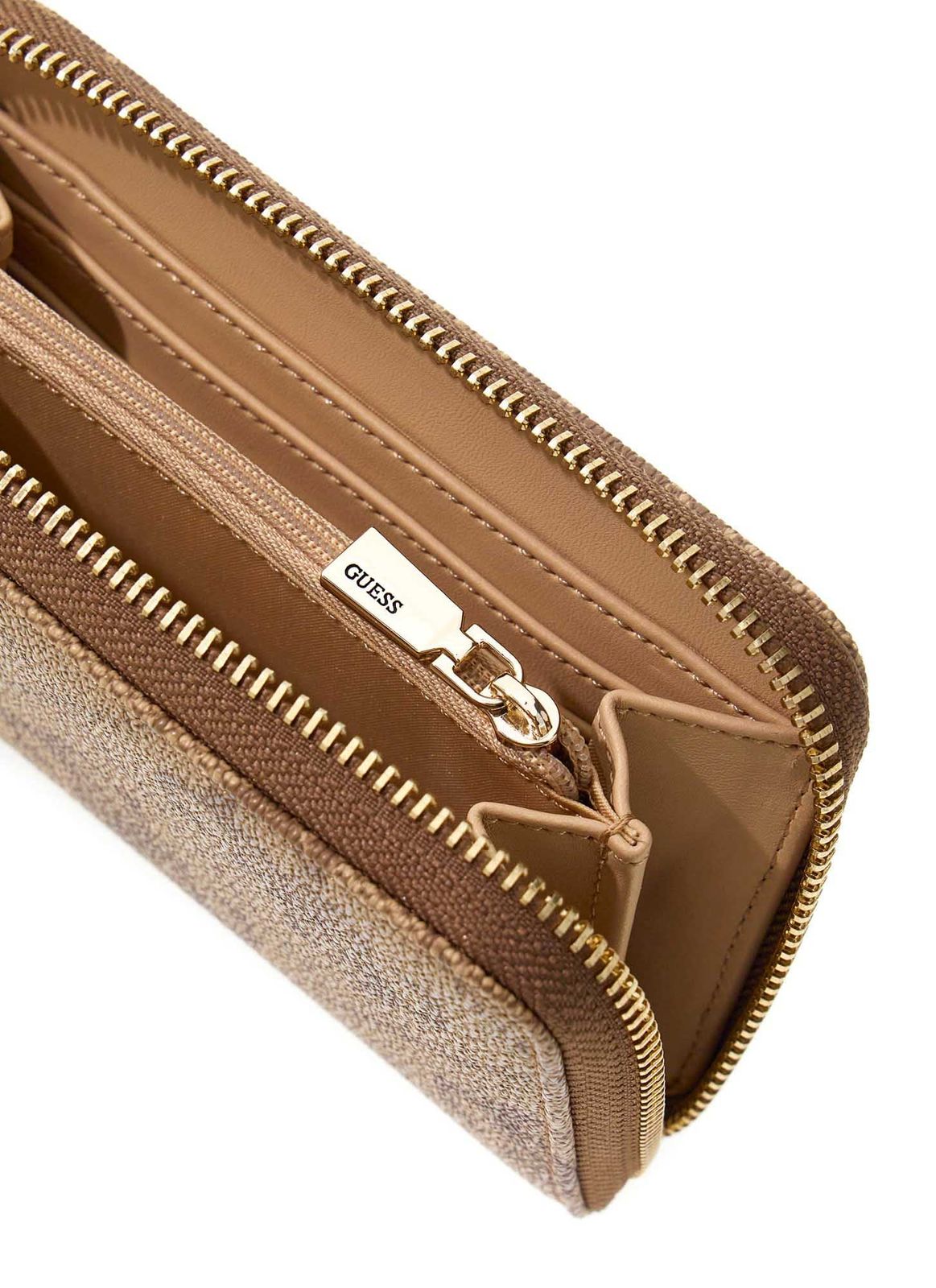 GUESS Janie Logo SLG Zip Around Wallet M Latte Logo GUESS Janie Logo SLG Zip Around Wallet M Latte Logo