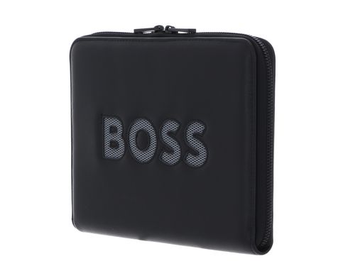 HUGO BOSS Boss Cut Out Conference Folder Zip M Black & Grey