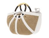 COCCINELLE Shell Straw Handbag Natural / Pearl