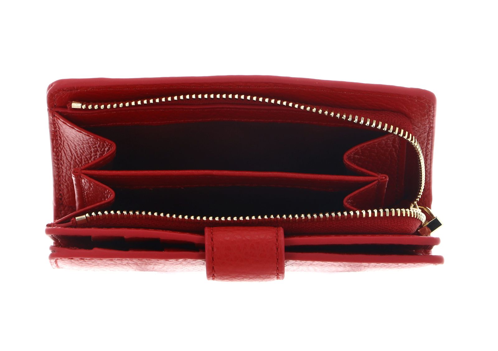 COCCINELLE Metallic Soft Mini Wallet Grained Leather Scarlet COCCINELLE Metallic Soft Mini Wallet Grained Leather Scarlet