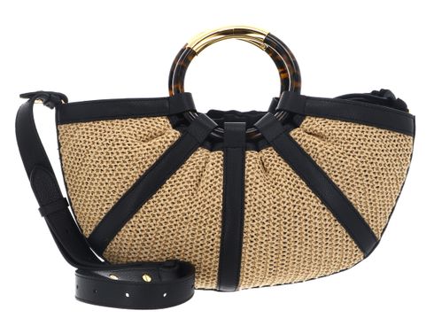 COCCINELLE Shell Straw Handbag Natural / Noir