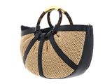 COCCINELLE Shell Straw Handbag Natural / Noir