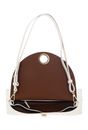 COCCINELLE Nikla Handbag Double Grainy Leather Pearl / Cognac