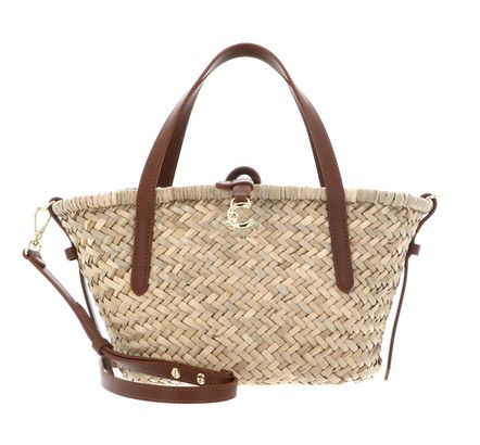 COCCINELLE C-Me Summer Straw Handbag Natural / Cognac