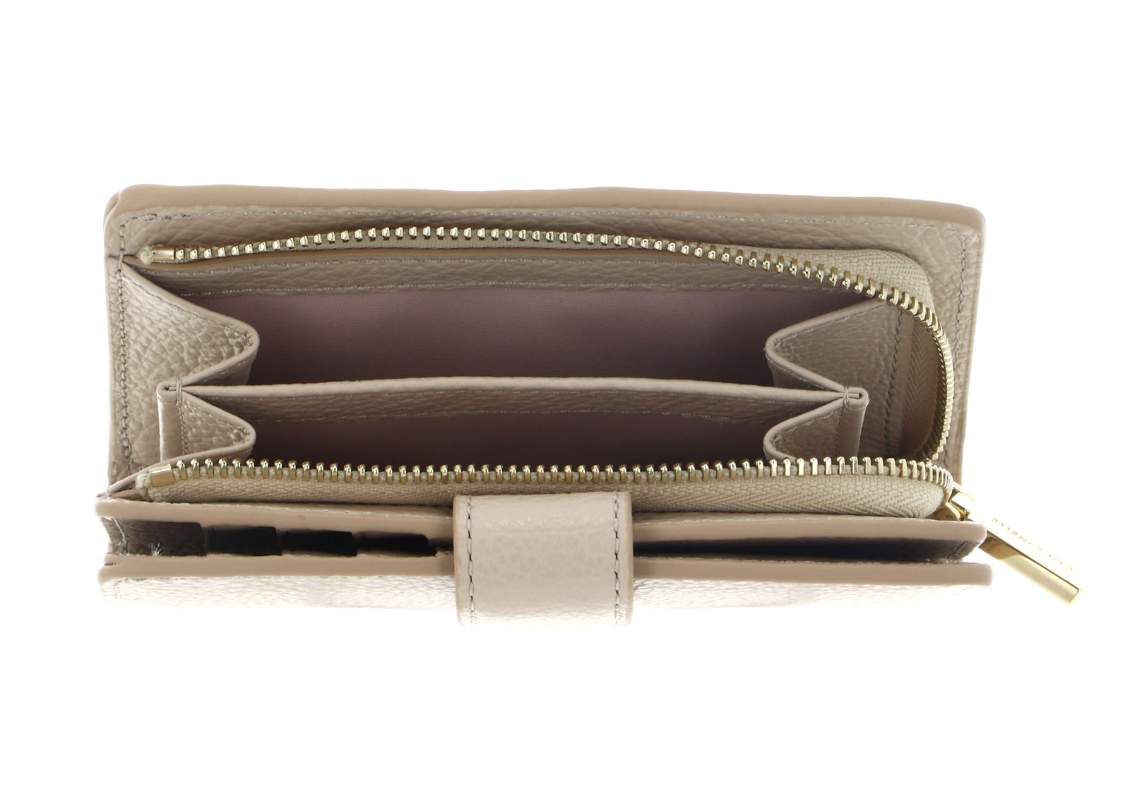 COCCINELLE Metallic Soft Mini Wallet Grained Leather Sandshell COCCINELLE Metallic Soft Mini Wallet Grained Leather Sandshell