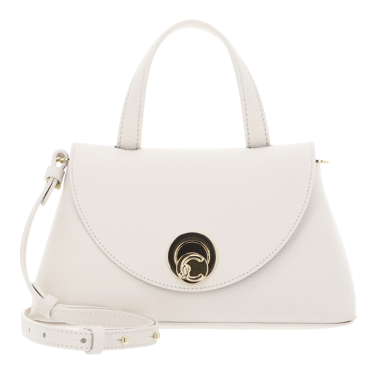 COCCINELLE Nikla Handbag Double Grainy Leather Pearl / Cognac