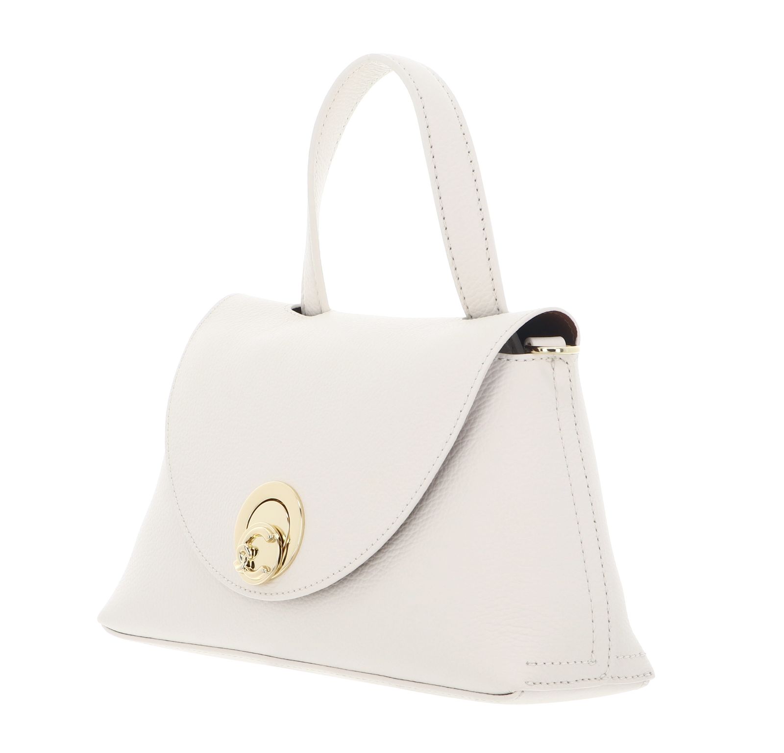 COCCINELLE Nikla Handbag Double Grainy Leather Pearl / Cognac COCCINELLE Nikla Handbag Double Grainy Leather Pearl / Cognac