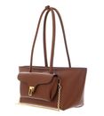 COCCINELLE Double Beat Grained Leather Handbag Cognac