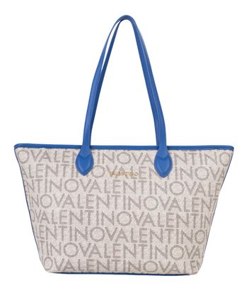 VALENTINO Logo Shopping Bag Beige / Blu