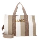 LIU JO Tote Bag Striped Canvas L Sabbia
