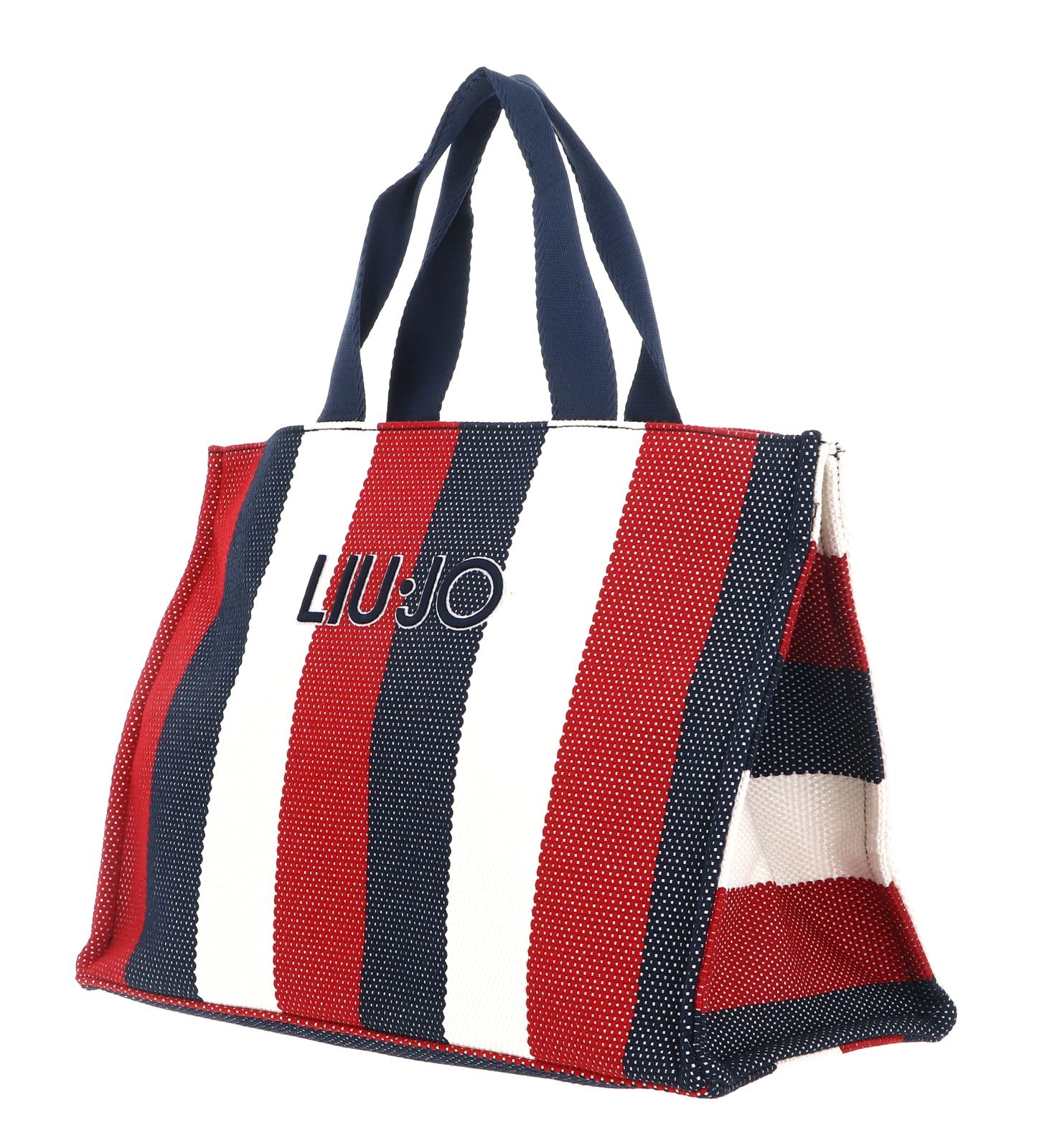 LIU JO Tote Bag Striped Canvas L Blue Sky LIU JO Tote Bag Striped Canvas L Blue Sky
