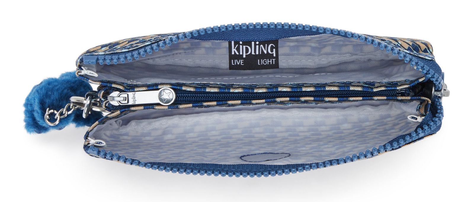 kipling Basic Print Creativity Pouch L Blue On Wire kipling Basic Print Creativity Pouch L Blue On Wire