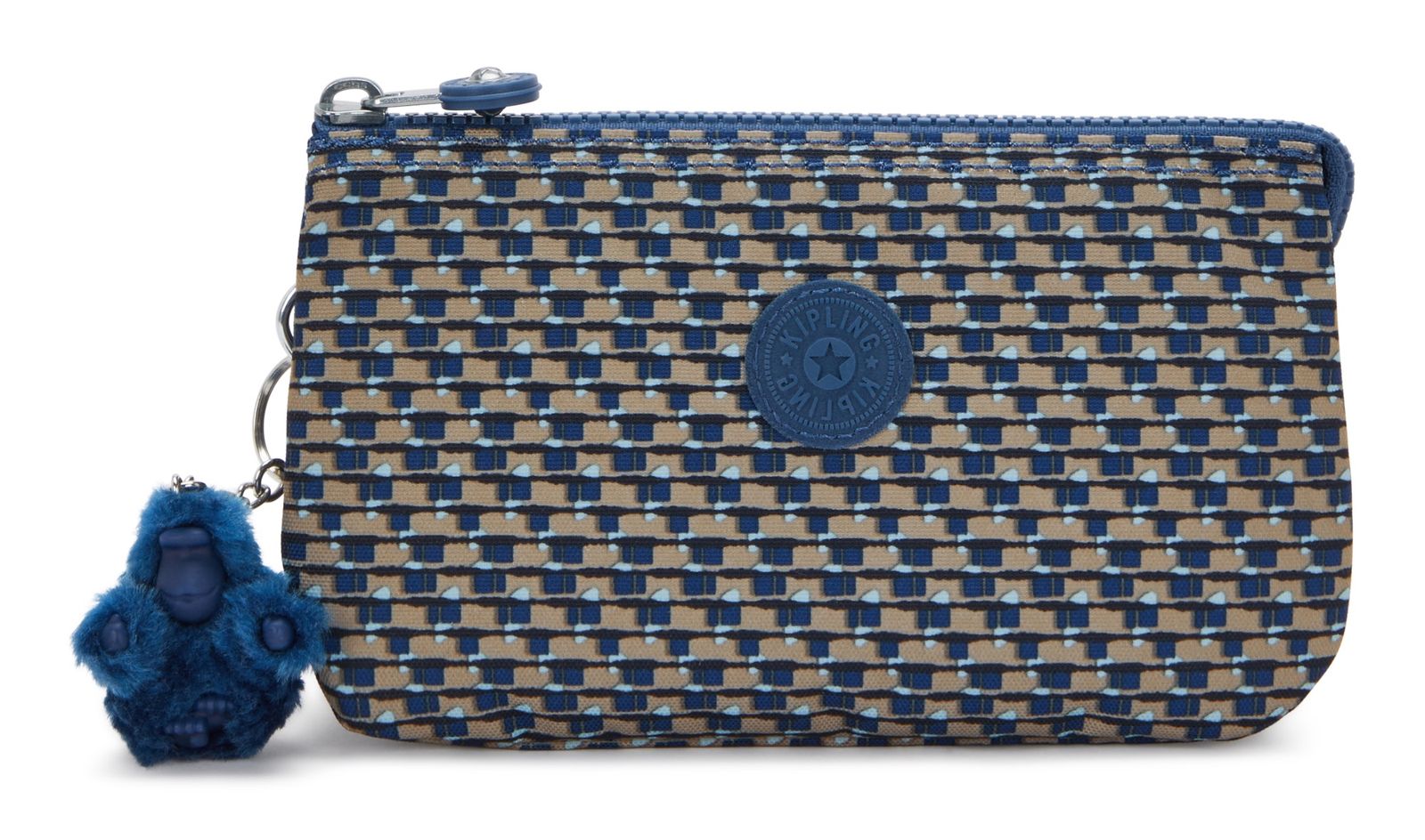 kipling Basic Print Creativity Pouch L Blue On Wire