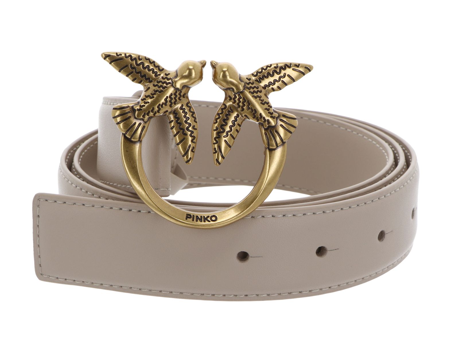 PINKO Love Berry H3 Belt W85 Beige - Smoke Grey - Antique Gold