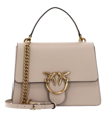 PINKO Love One Top Handle Classic Light M Beige - Smoke Grey - Antique Gold PINKO Love One Top Handle Classic Light M Beige - Smoke Grey - Antique Gold
