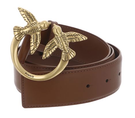 PINKO Love Berry H4 Belt W95 Brown - Lion - Antique Gold