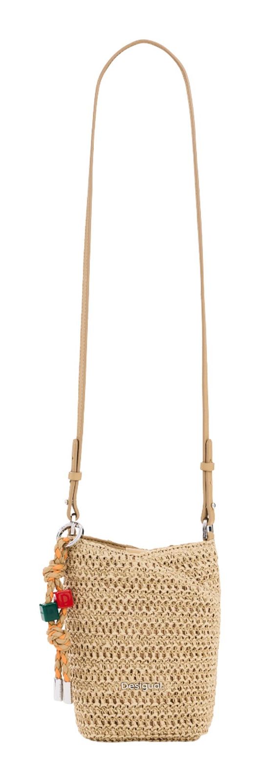 Desigual Half Logo Raffia Bag Natural