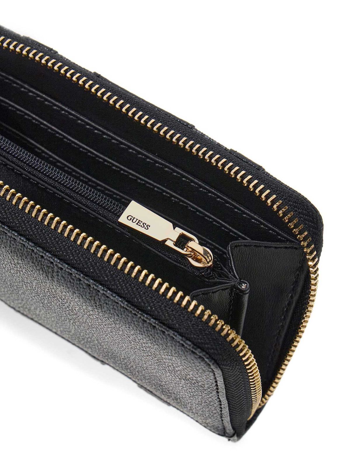 GUESS Laurel II SLG Zip Around Wallet M Coal Logo GUESS Laurel II SLG Zip Around Wallet M Coal Logo