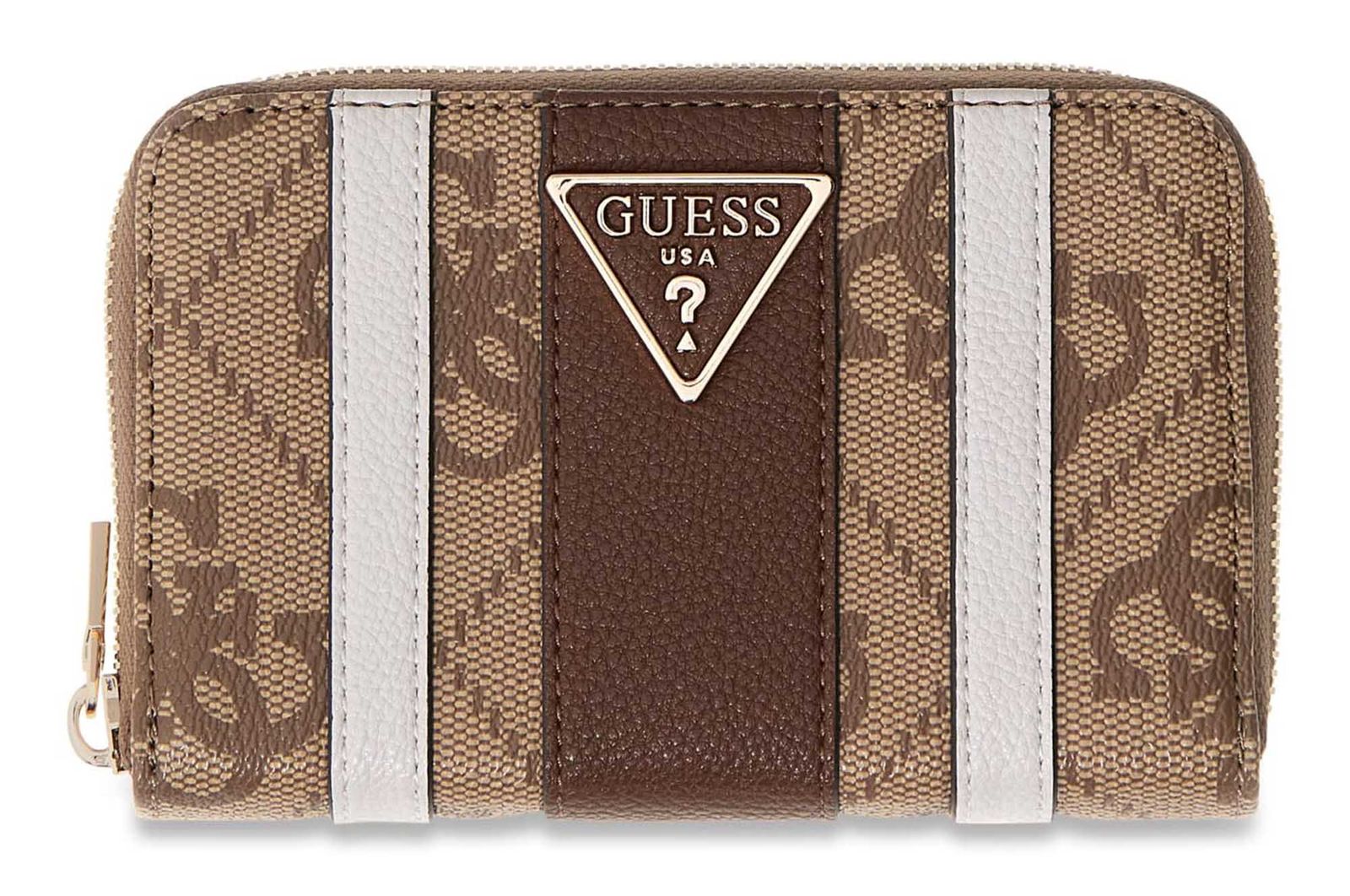 GUESS Laurel II SLG Zip Around Wallet M Latte Logo / Brown