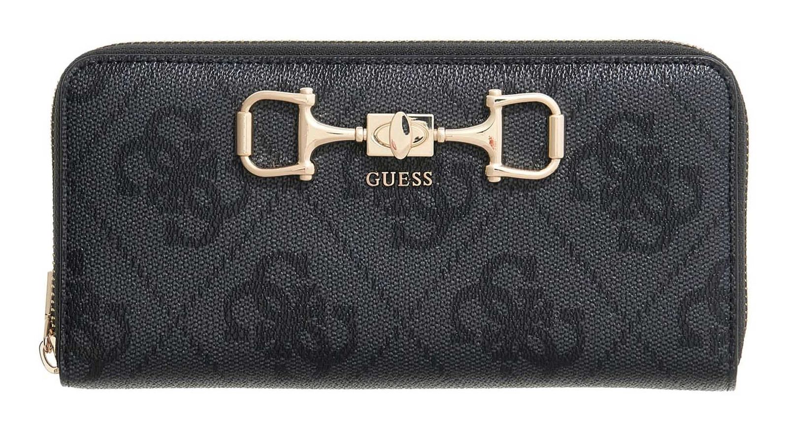 GUESS Janie Logo SLG Zip Around Wallet L Coal Logo