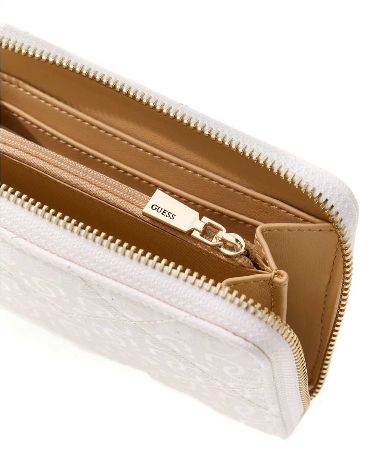 GUESS Libby SLG Zip Around Wallet M Cream White GUESS Libby SLG Zip Around Wallet M Cream White