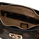 GUESS Emelie Logo Top Zip Shoulder Bag Espresso Logo