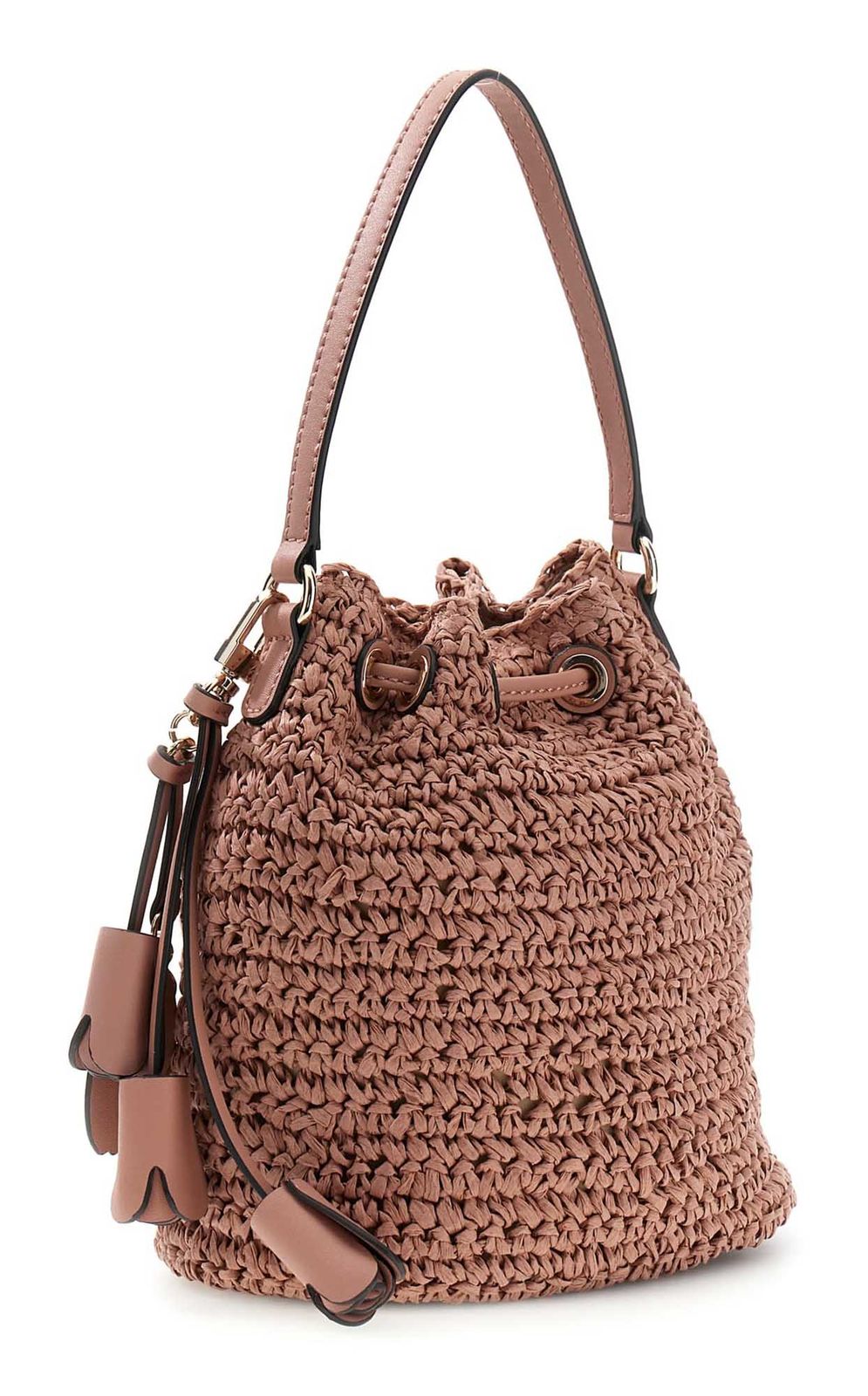 GUESS Ofelia Top Handle Bucket Coral Pink GUESS Ofelia Top Handle Bucket Coral Pink