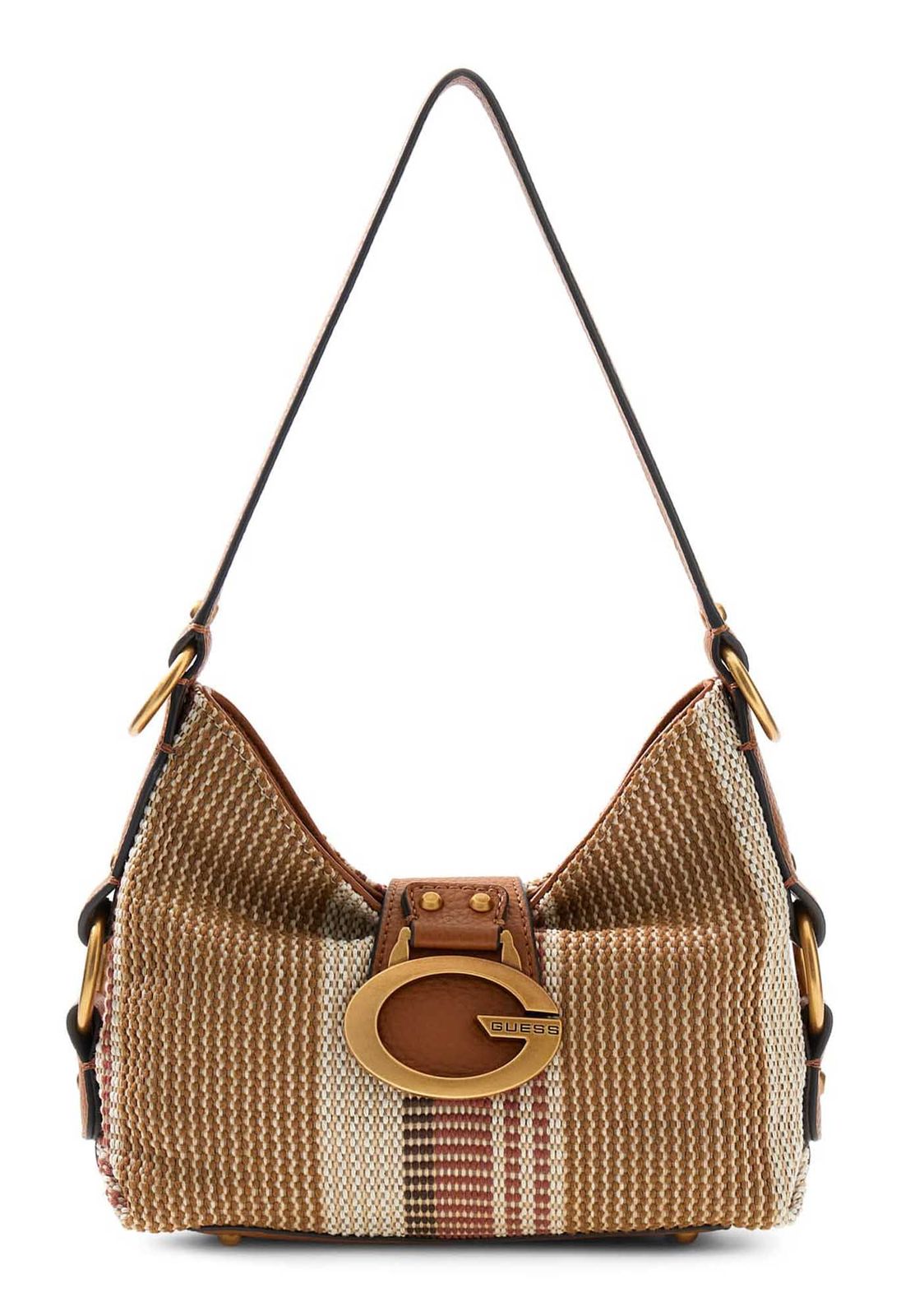 GUESS Camden Mini Shoulder Bag Cognac Multi