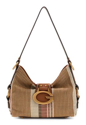 GUESS Camden Mini Shoulder Bag Cognac Multi