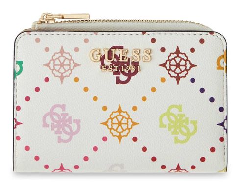 GUESS Emelie Logo SLG Zip Around Card Case Bone Logo