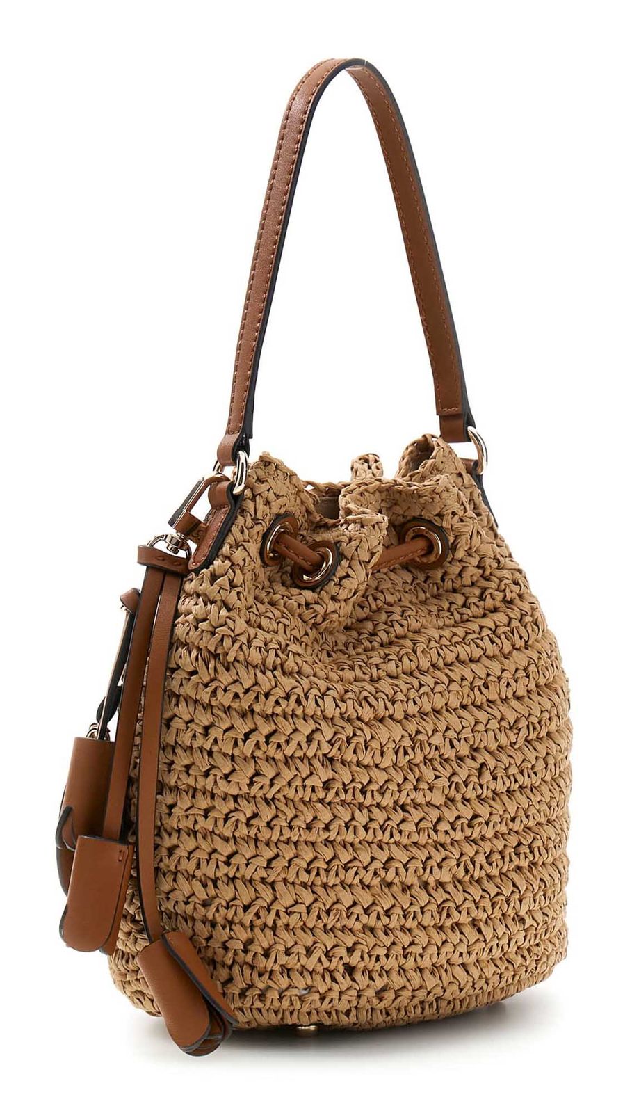 GUESS Ofelia Top Handle Bucket Natural / Cognac GUESS Ofelia Top Handle Bucket Natural / Cognac