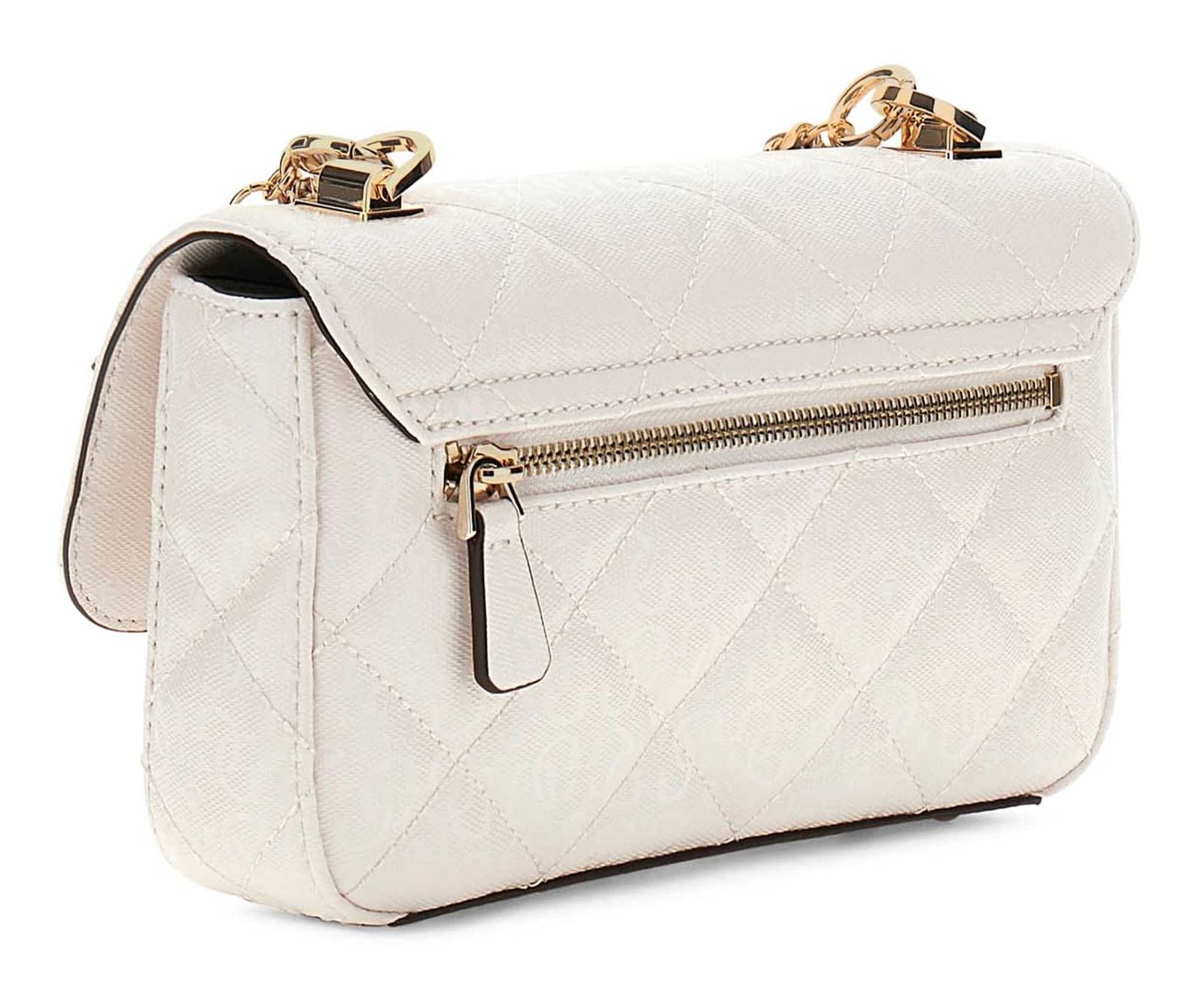 GUESS Libby Flap Crossbody Bag Cream White GUESS Libby Flap Crossbody Bag Cream White