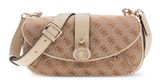 GUESS Jessa Flap Crossbody Bag Latte Logo
