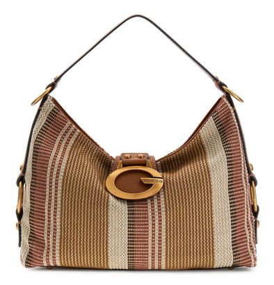 GUESS Camden Shoulder Bag Cognac Multi